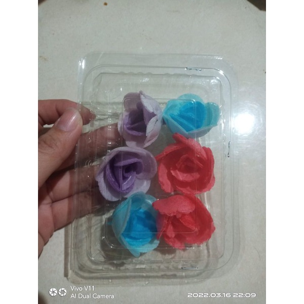 Hiasan bunga wafer (6pcs) - hiasan kue ultah - bunga wafer (bisa dimakan)