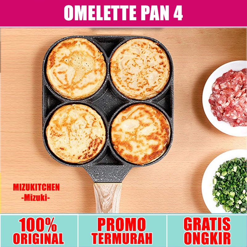 OMELETTE PAN Cetakan Telur 4 Lobang Panci Penggorengan Anti Lengket Omelet Egg Fyring Pan 4Lubang