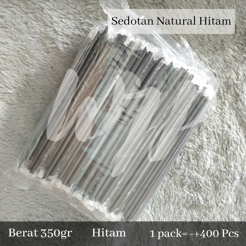 Sedotan Steril Hitam Lancip +- 250 pcs / Sedotan Hitam Steril