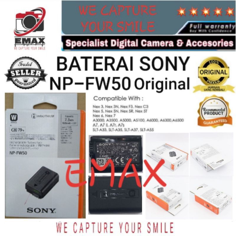 Sony NP-FW50 Battery Sony FW50 Original Rechargeable Charger Sony BC-VW1 for Sony A7 A6000 A5000 Ser
