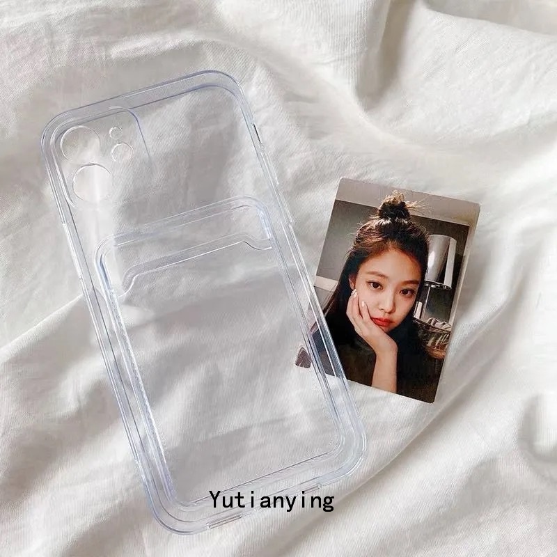 Clear Case for Huawei P40 Pro Y7 Y9 Prime 2019 Y7P Honor 10 9X Pro 10X Lite Mate 40 Pro P Smart 2021 Y7A Y9S Card Credit Slot Phone Camera Protector Anti-Fall Back Cover