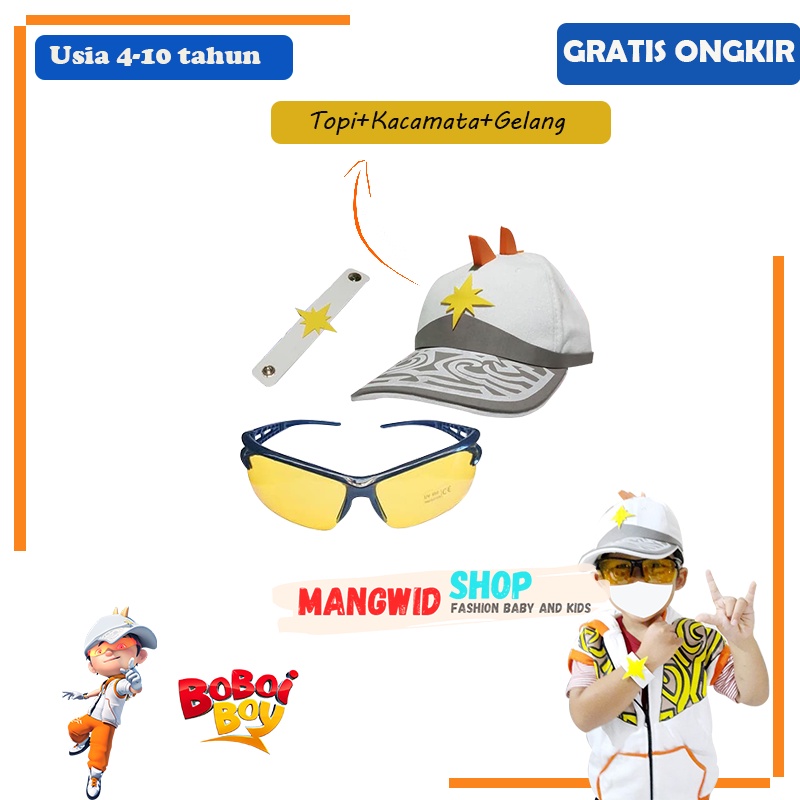 SETELAN TOPI + KACAMATA + GELANG MAINAN BOY BOBOIBOY SOLAR ANAK LAKI LAKI UMUR 4 , 5 , 6 , 7 , 8 , 9