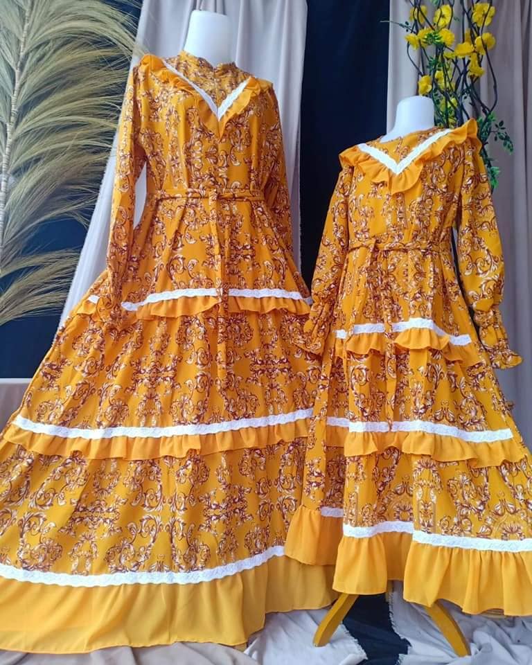 LANGSUNG KIRIM Gamis Set Couple Ibu dan Anak Monalisa Belinda Umpak Susun