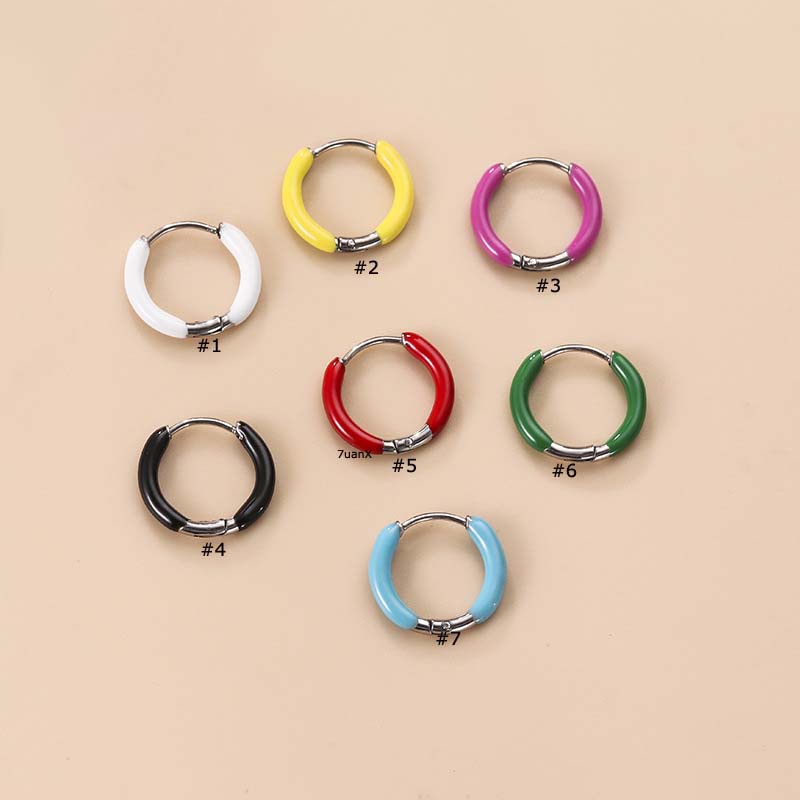 1pc Anting Hoop Tunggal Bahan Stainless Steel Ukuran 10mm Untuk Unisex