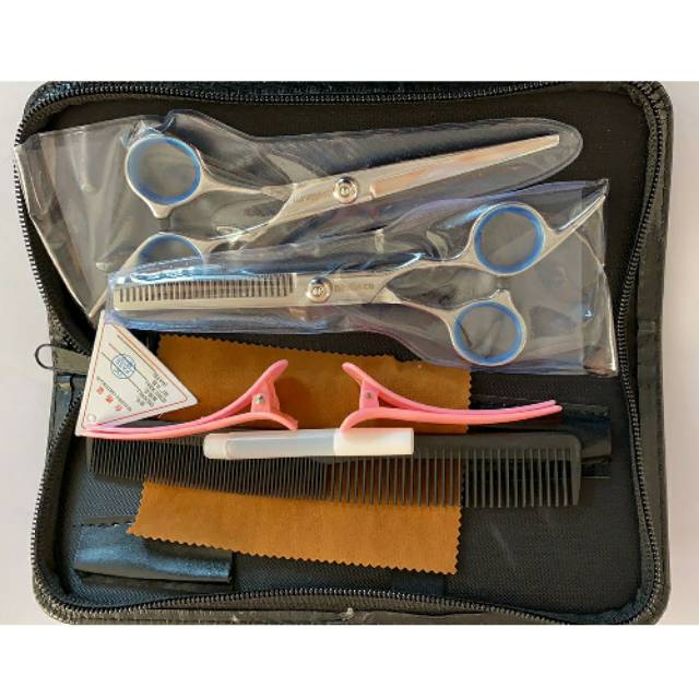 Set Gunting Rambut Salon Profesional Peralatan Gunting Shaggy Barbershop - Biutte.co - Black