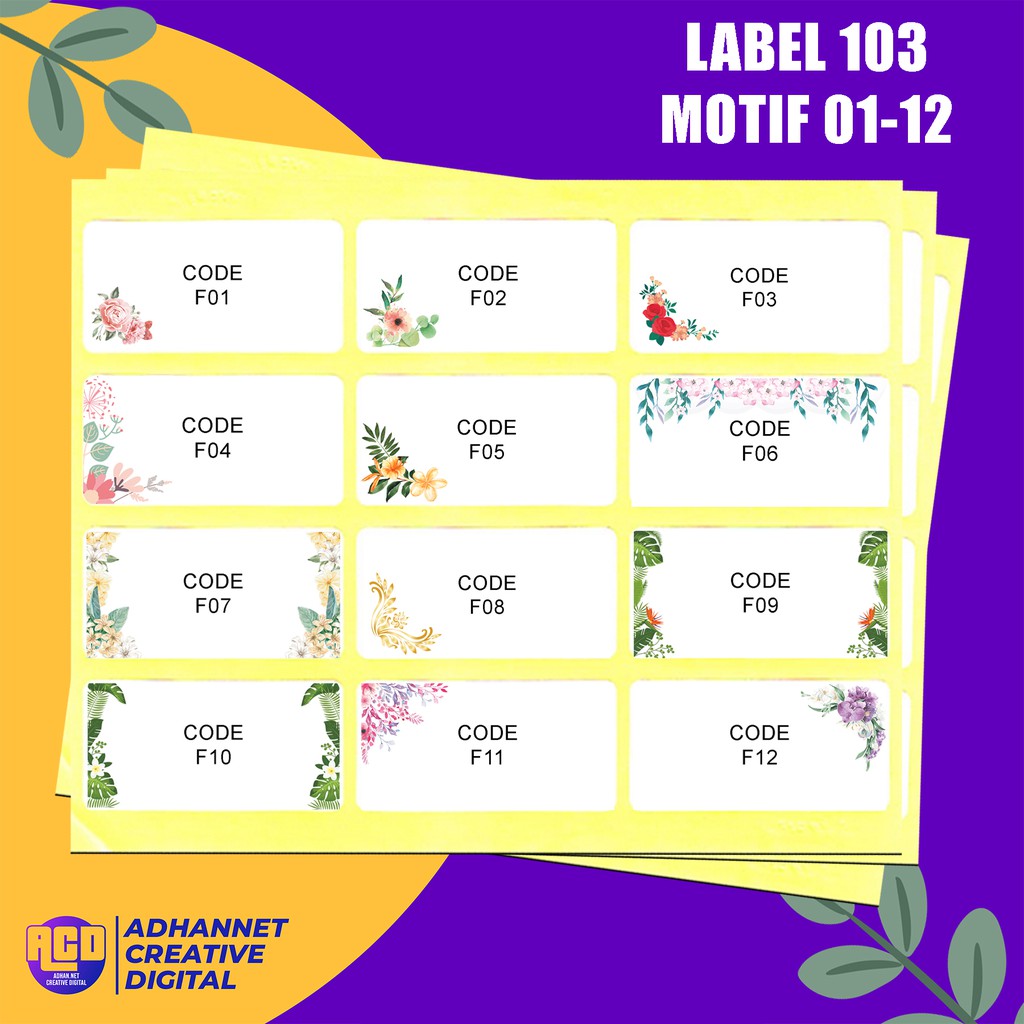 

cetak label nama undangan 103 polos dan motif