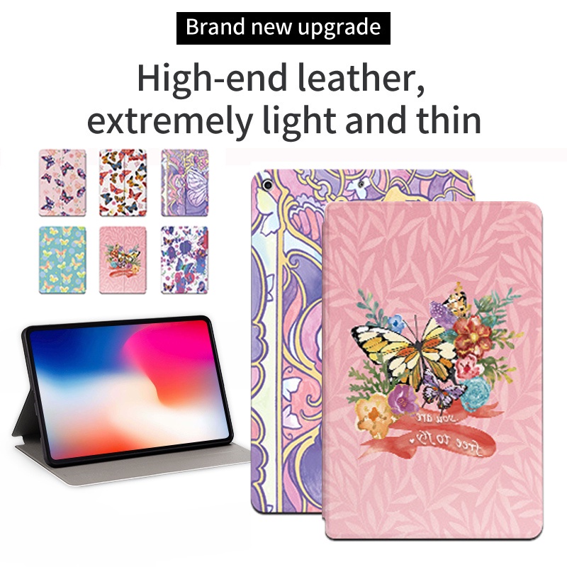 Tablet Flip Casing Untuk iPad 10.2 2021 2020 2019 Leather Case Untuk iPad 9th 8th 7th Generasi A2603 A2604 A2428 Fashion Fancy Color Butterfly Series Stand Cover