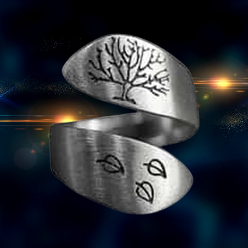 Fancyqube Fancycube Cincin Bentuk Daun Spiral Warna Silver Untuk Pria Dan Wanita