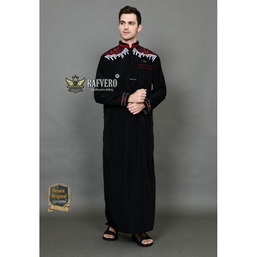 jubah motif border - gamis jubah pria - baju koko dewasa bisa COD