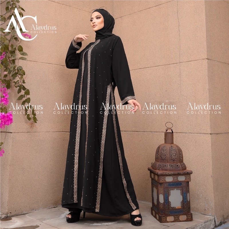 Baju Muslim Abaya Bordir Gamis Maxi Dress Arab Saudi Bordir Zephy Turki Umroh Sifon tengah India