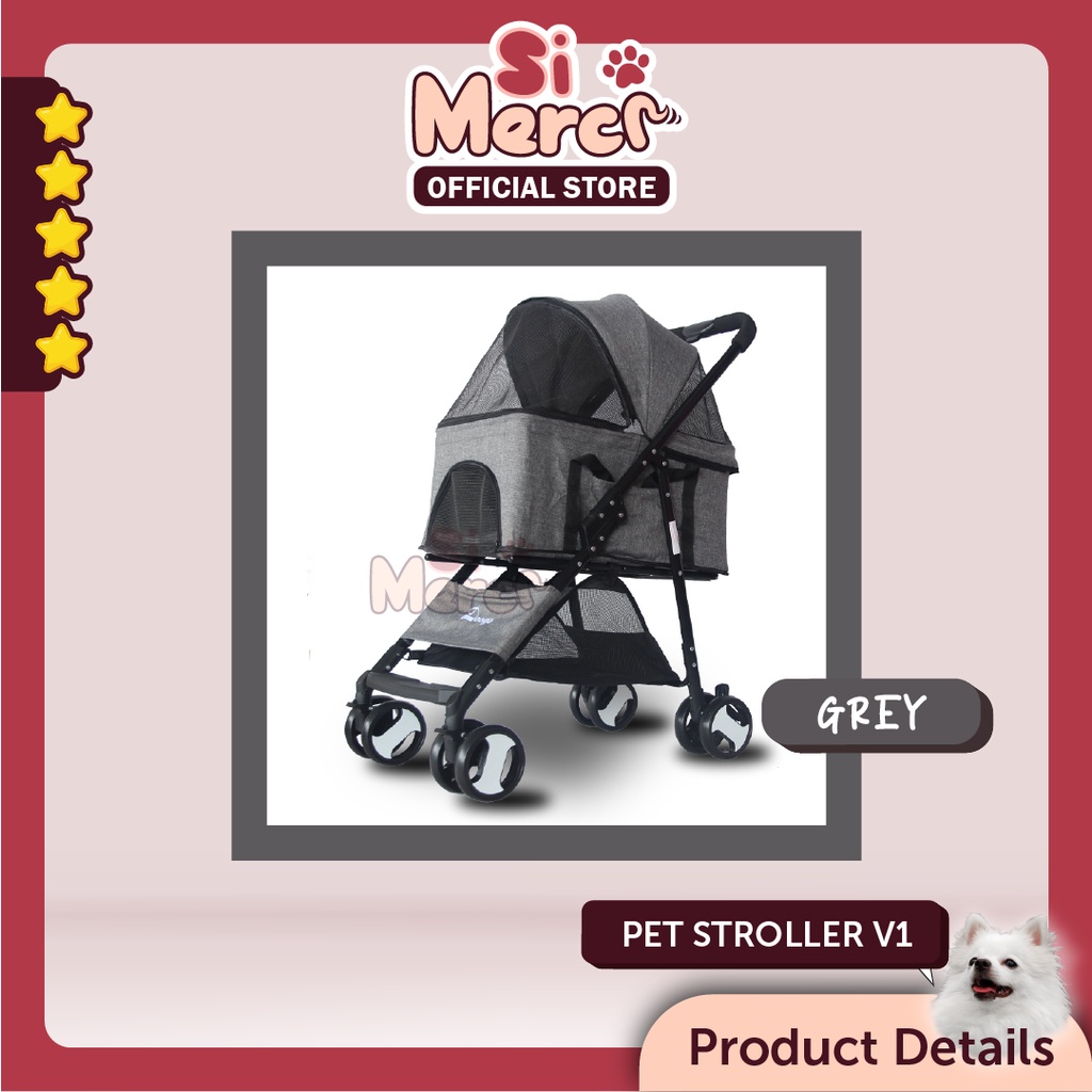 Pet Stroller Anjing Kucing Kereta Dorong PREMIUM | Foldable 4 Roda Dog Stroller Troli Hewan 2 in 1 [SiMerci]