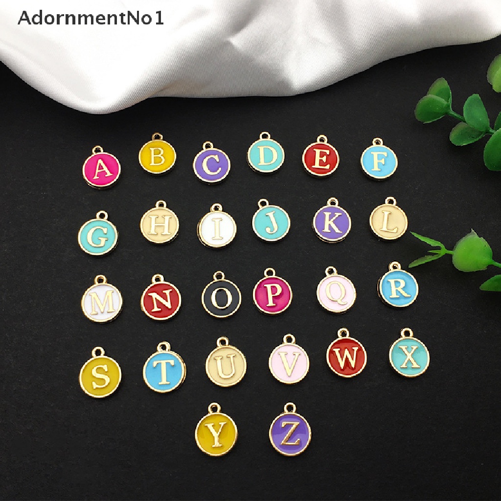 (AdornmentNo1) (26Pcs / Set) 15x12mm Liontin Huruf Alfabet Inggris Bahan Enamel Untuk DIY Charms