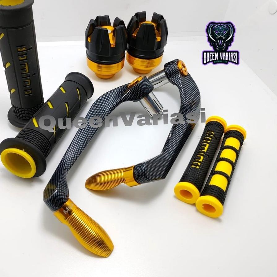 ➻ [PAKET 4IN1] Proguard Carbon sabit + Jalu as roda + Handgrip domino + Karet Handle Rem Domino ➢