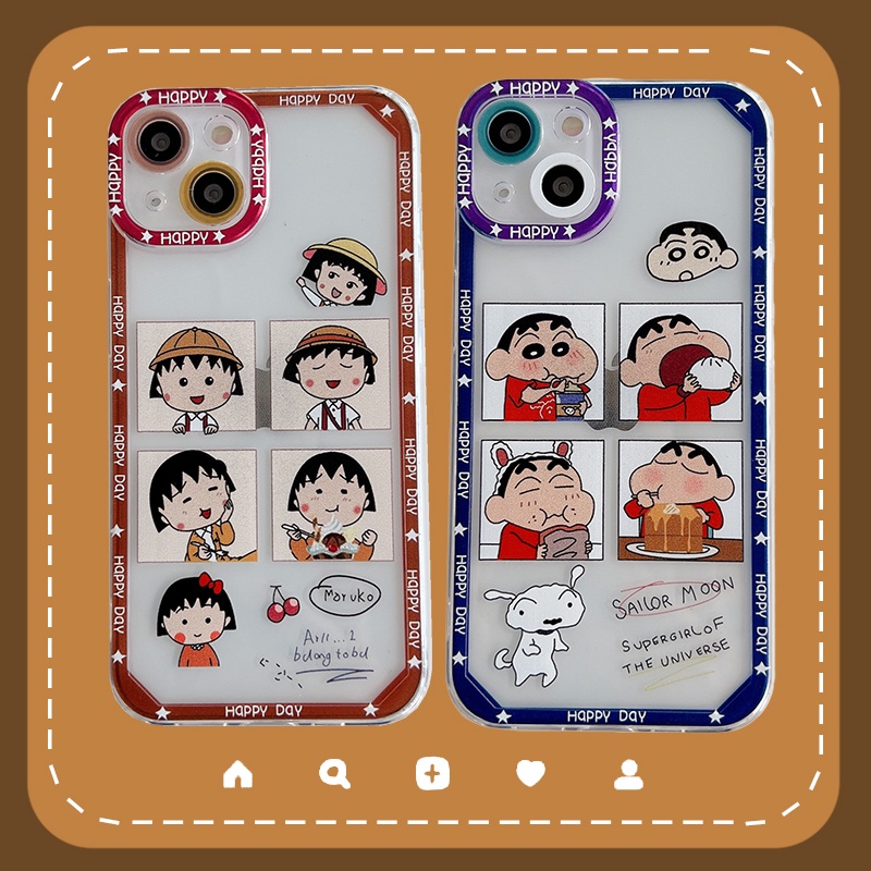 Case Motif Crayon Shin-chan Dan Maruko Untuk iPhone 11 12 13 Pro MAX X XR XS MAX 7 8 Plus