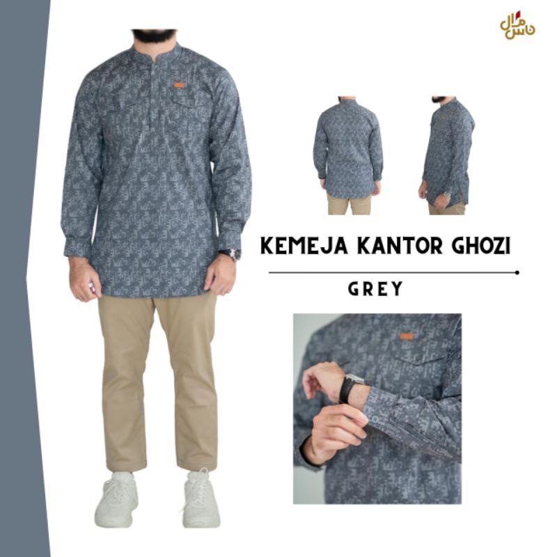 Kemeja Kantor Pria Dewasa Slimfit Model Kemko Motif Ghozi