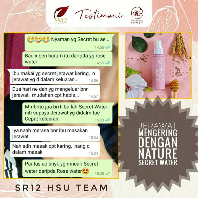 Nature Secret Water SR12 Facial Spray Face Mist Penyegar Wajah Kulit Kering Berjerawat BPOM