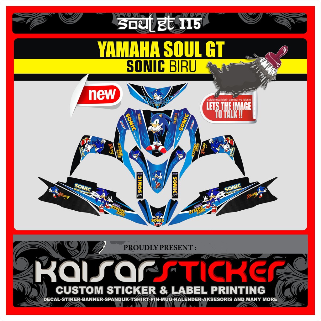 Decal Sticker Motor Full Body Stiker Yamaha Soul Gt 115 lama Sonic Biru