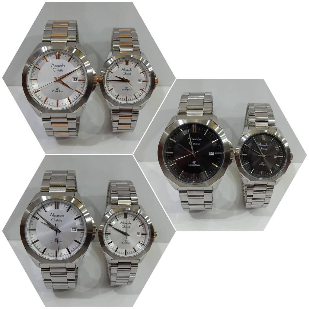 Jam Couple Alexandre Christie AC8596 AC 8596 Original Garansi Resmi Alexander Christie Free Baterai