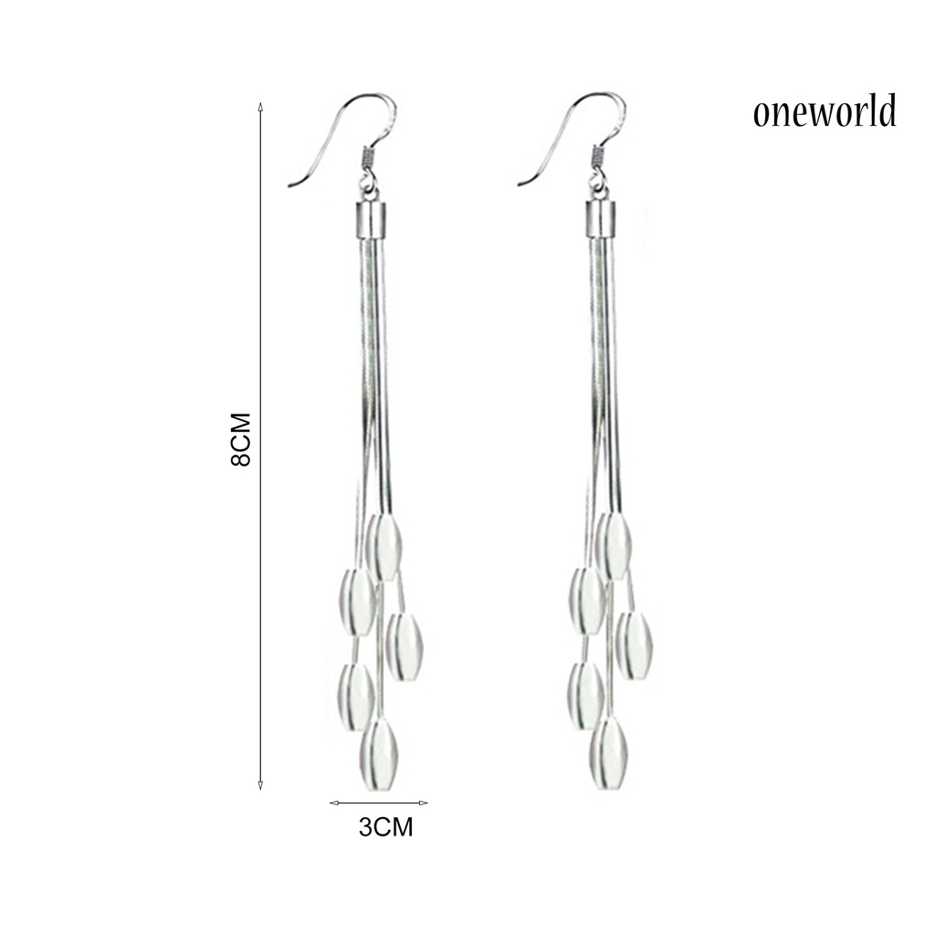 OW@ Ear Hook Stylish Eye-catching Long Tassel Long Tassel Drop Dangle Hook Earrings for Wedding Party Prom