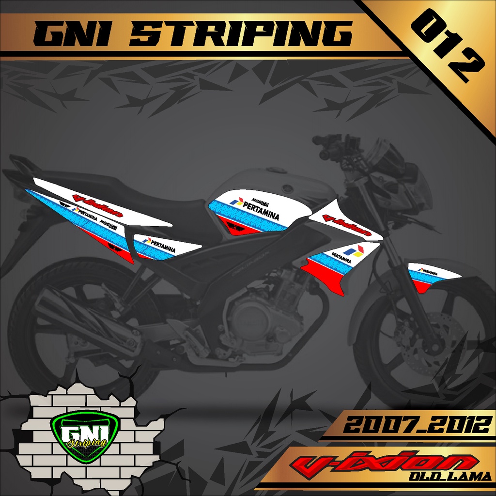 Sticker Striping Yamaha Vixion Old/Lama Tahun 2007-2012 Sticker Variasi Motif Mandalika Pertamina 12