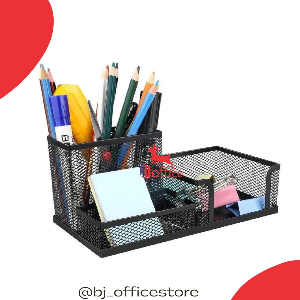 

Deli Desk Organizer / Memo / Tempat Alat Tulis Bahan Metal 3 Sekat Warna Hitam Z 9058