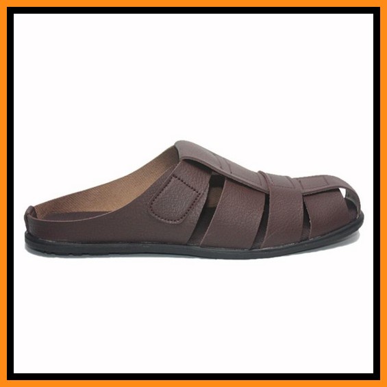 Sendal / Sandal Kulit Casual Pria- Black 100% Originalsandal Original Sendal Pria Cowok Kulit Asli M