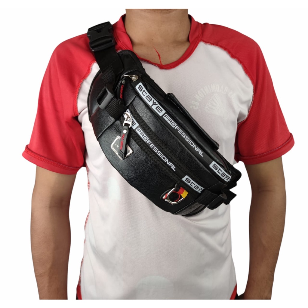 Tas Pria Waistbag Kulit PU Leather Import Quality Original Polo Amstar Tas Pinggang Tas Selempang Dada &amp; Bahu Pria