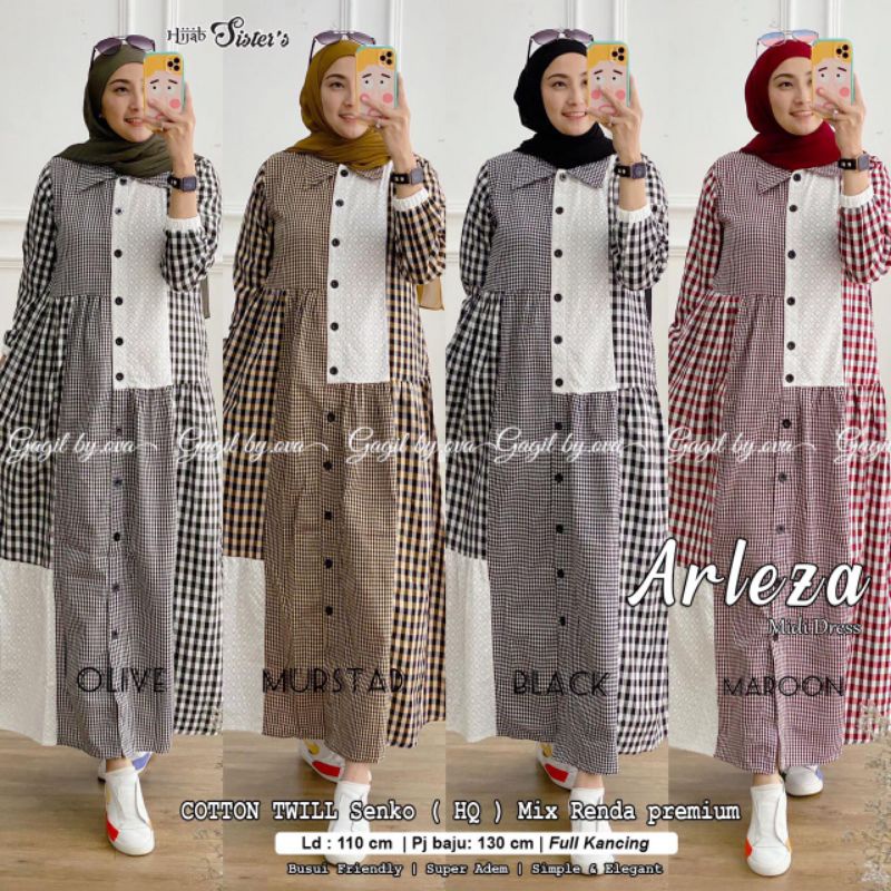 GAMIS MIX MOTIF KOTAK-KOTAK & POLOS BAHAN KATUN TWILL SUPER NYAMAN ARLEZA BY GAGIL