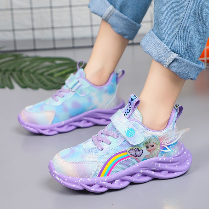 PROMO 10.10 HappyOliver PRINCESS FROZEN Sepatu Sneakers Anak Laki / Perempuan LED Menyala Import sekolah