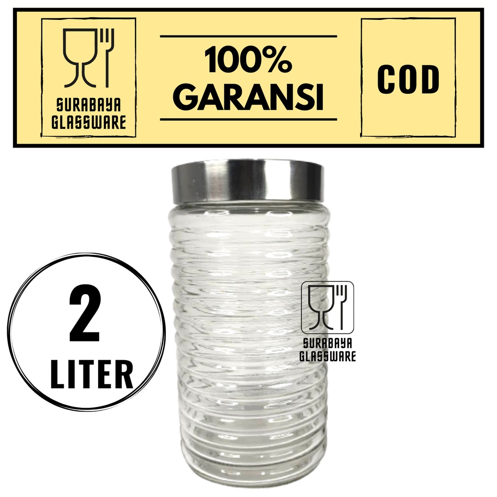 TOPLES KACA KEDAP UDARA 2 LITER WADAH TEMPAT TOPLES LODONG PENYIMPANAN MAKANAN CAMILAN SNACK 2 LITER