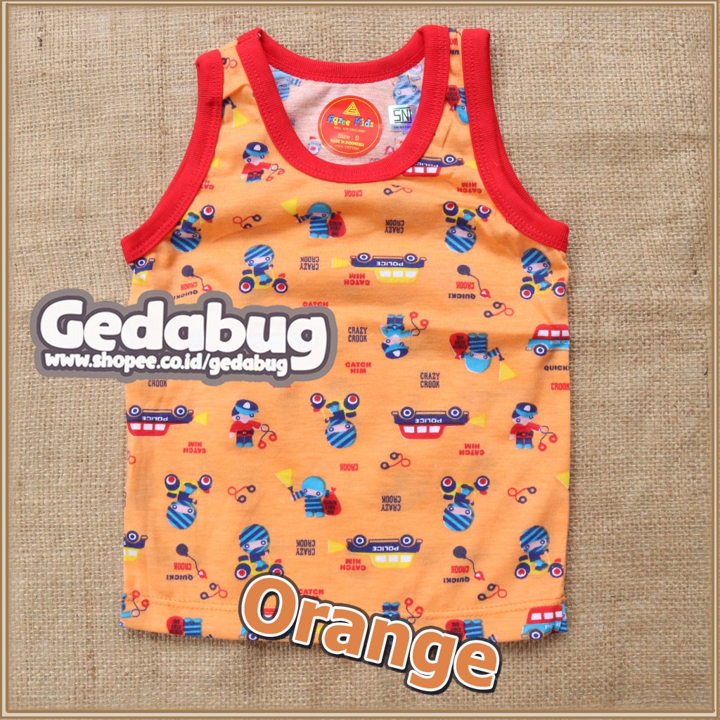 3 pcs Kaos anak lengan Kutung Warna Singlet Agree SM 050 WARNA Motif Car | Kaos Dalam Anak Kutung