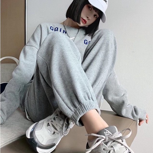 Oversized Joger Classic Waffle  Pants  Celana Panjang Wanita 2603