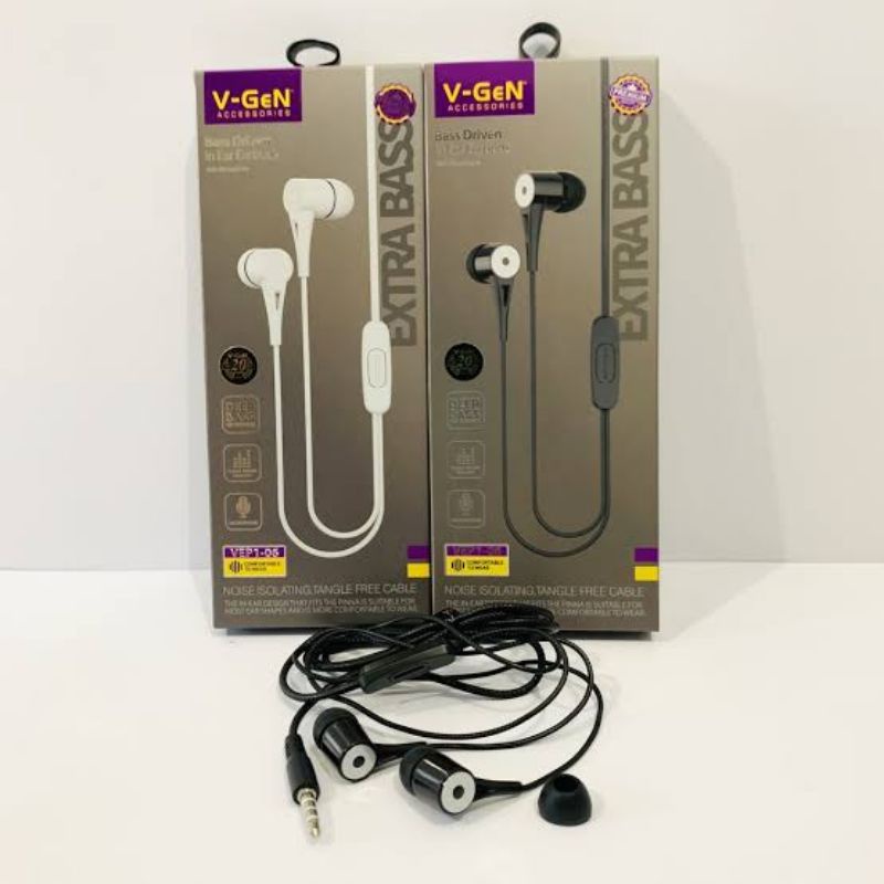 Original V-Gen Headset Extra bass with Microphone Earphone bass stereo Original Vgen (V-P06)