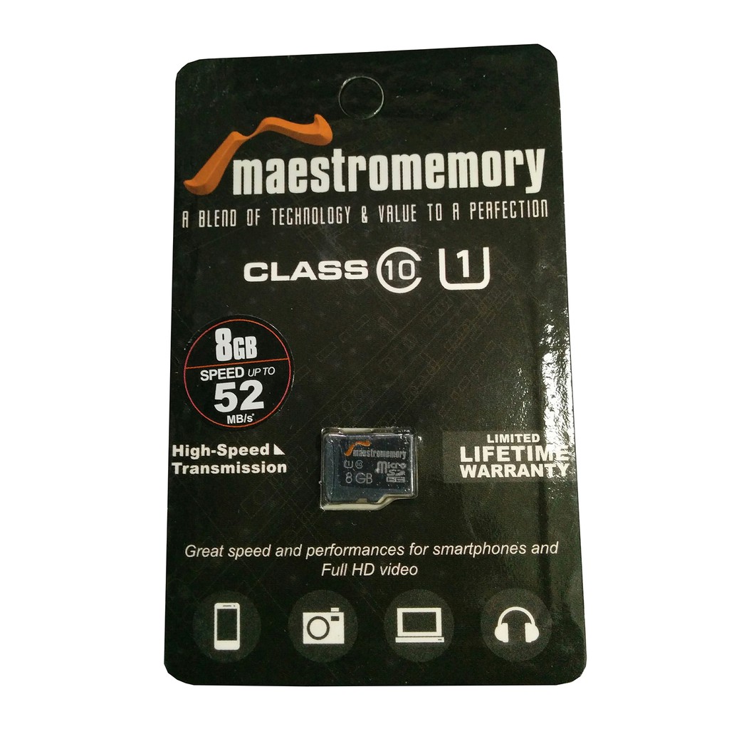 MicroSD 8GB Maestro Class 10 (52MB/S) Memory HP