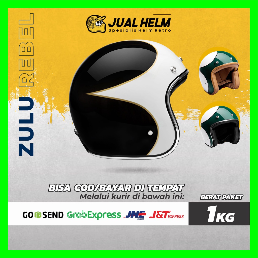 HELM RETRO ZULU REBEL ( Bogo / Vespa / Klasik )