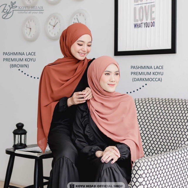 Koyu Hijab Pasmina Lace Premium Import Best Seller