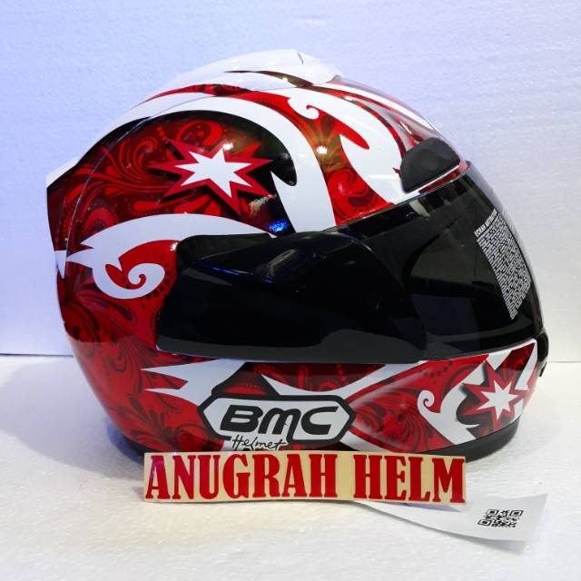 HELM BMC JAZZ MOTIP MERAH PUTIH
