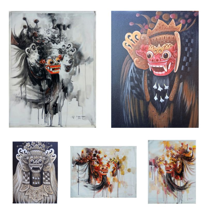 Lukisan barong Bali corak abstrak