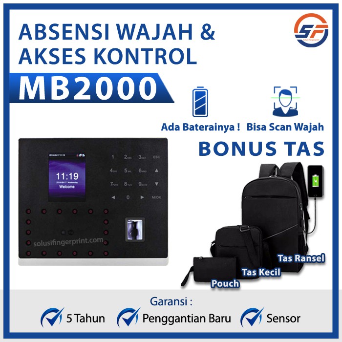 Mesin Absensi Face MB2000 | Fingerprint &amp; Absensi Wajah Finger Print