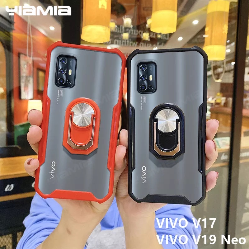 Case Vivo V19 V20 V20 SE V21 XUNDD i-Ring Crystal Standing Transparan CLEAR Armor