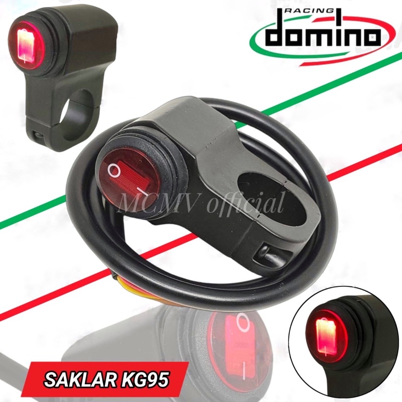 [PREMIUM] SAKLAR TOMBOL ON OFF NYALA MOTOR DOMINO KG95 + LAMPU NYALA besi / holder on off besi kanan domino kg95 + nyala