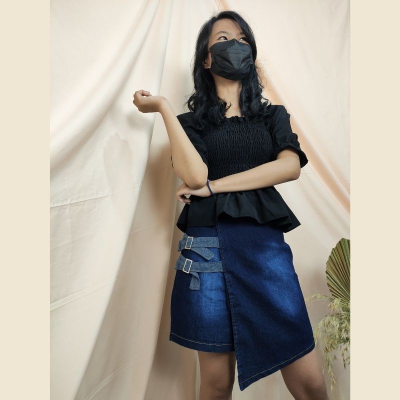 SB Collection Celana Pendek  Rimta Hotpants  Midi Jeans Casual Wanita All Size Biru