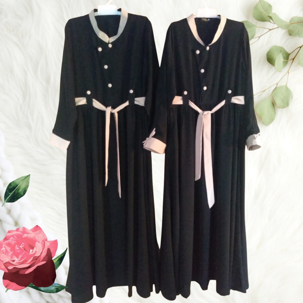 Jubah Akhwat Motif Kancing Tali pinggang By Qonita Collection