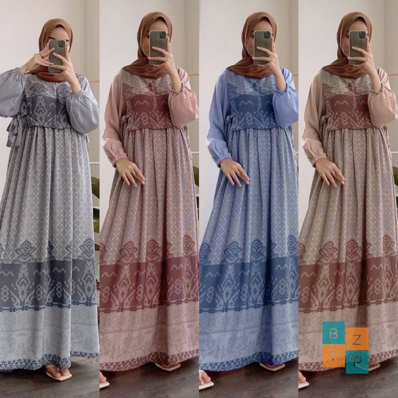 Gamis Maxmara Gamis Aurora Gamis Simple Dress panjang Busui Frendly Baju Gamis Syari Lebaran Batik S