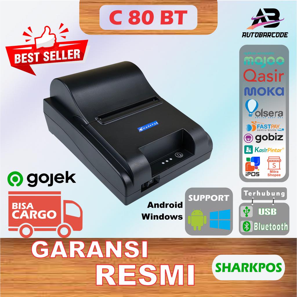 Printer Bluetooth SHARKPOS C80BT / C80 BT Kertas Struk Kasir 80X50 PPOB thermal 80mm