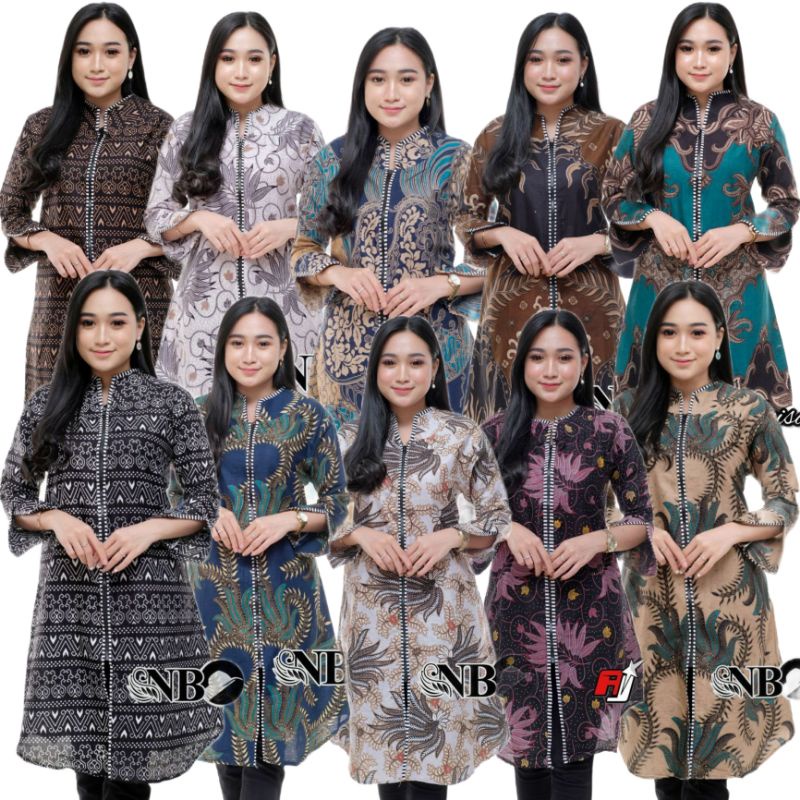 Tunik Batik Wanita M L XL XXL Dan Jumbo Risleting Zeeper Depan Busui Asli Pekalongan