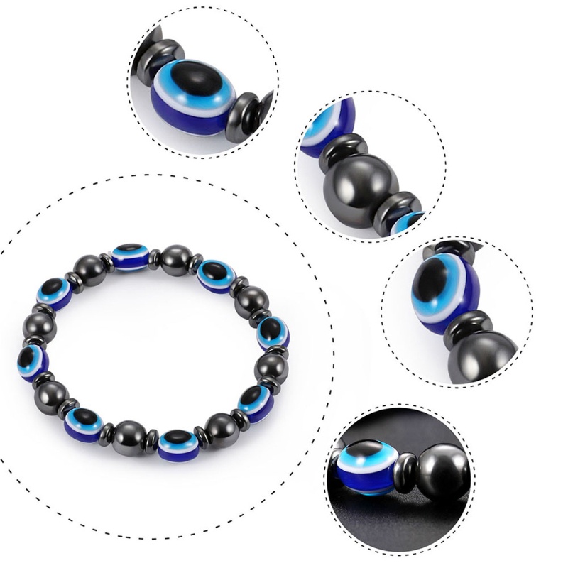 SIY  Magnetic Bracelet Blue Evil Eye Hematite Stone Therapy Health Care Bangle Unisex