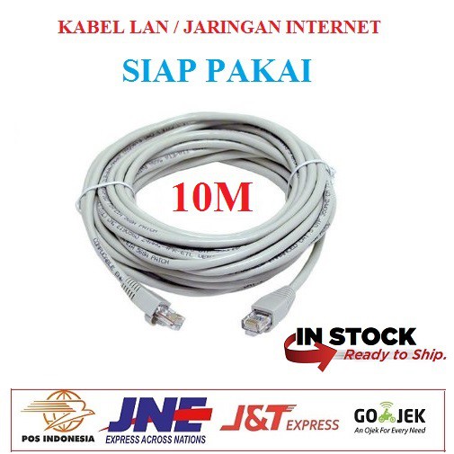 Kabel LAN 10M UTP CAT5e -Rj45 - Plugboot Grey Siap Pakai 10 Meter