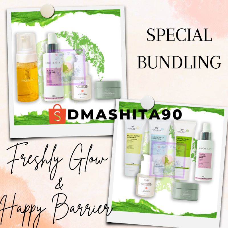 Fabil Paket Freshly Glow Happy Barrier fabil gentle exfoliator fabil skin barrier cream fabil Toner