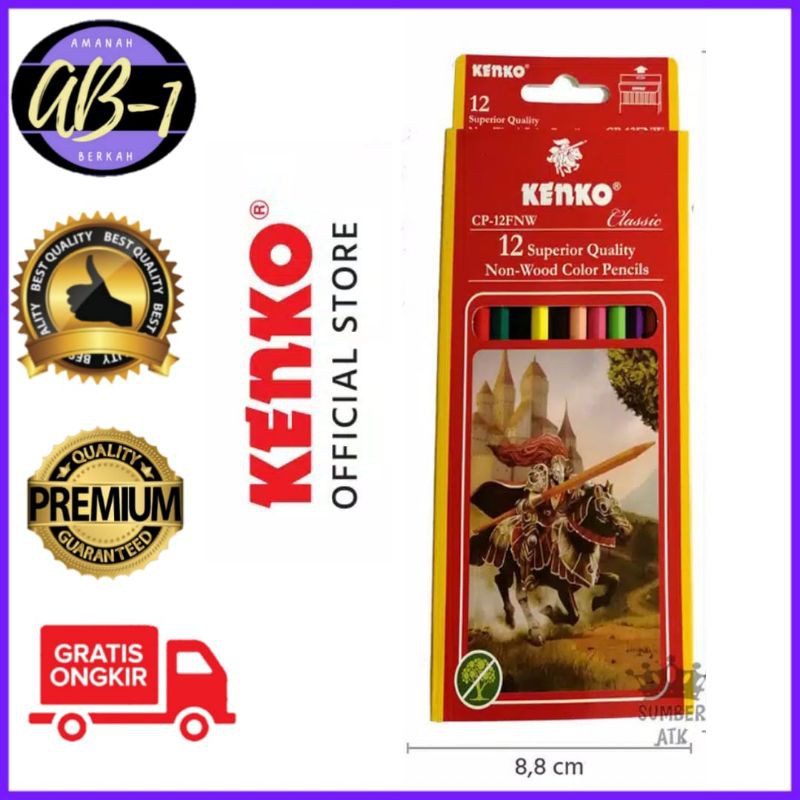 

[1 PACK] 12 PENSIL WARNA PANJANG KENKO CLASSIC